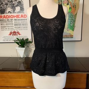 Aritzia Wilfred Lace Sheer Peplum Blouse